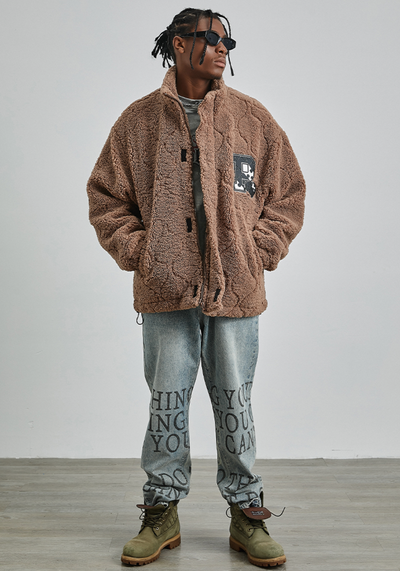 PRBLMS Rubber Label Sherpa Fleece Jacket