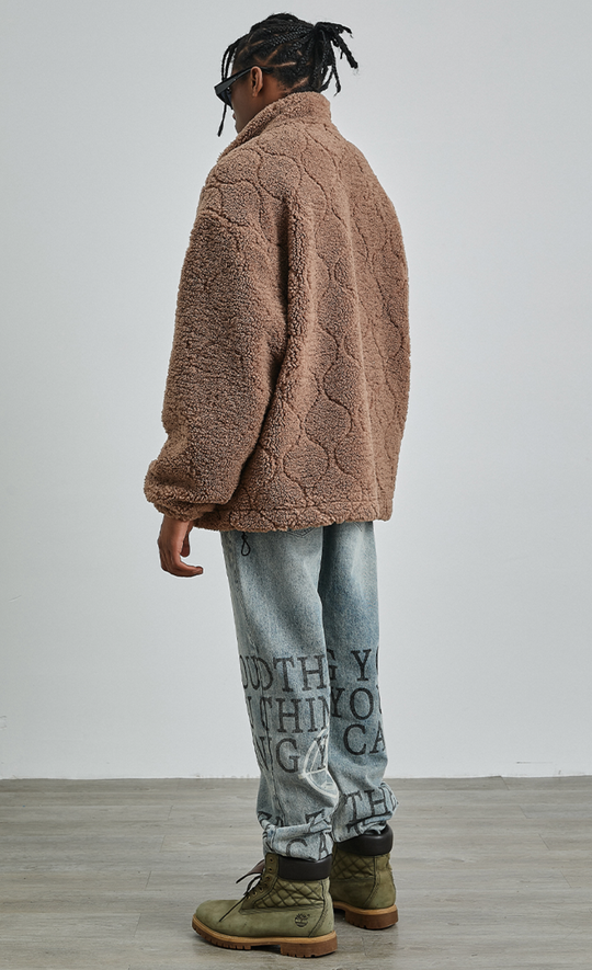 PRBLMS Rubber Label Sherpa Fleece Jacket | Face 3 Face