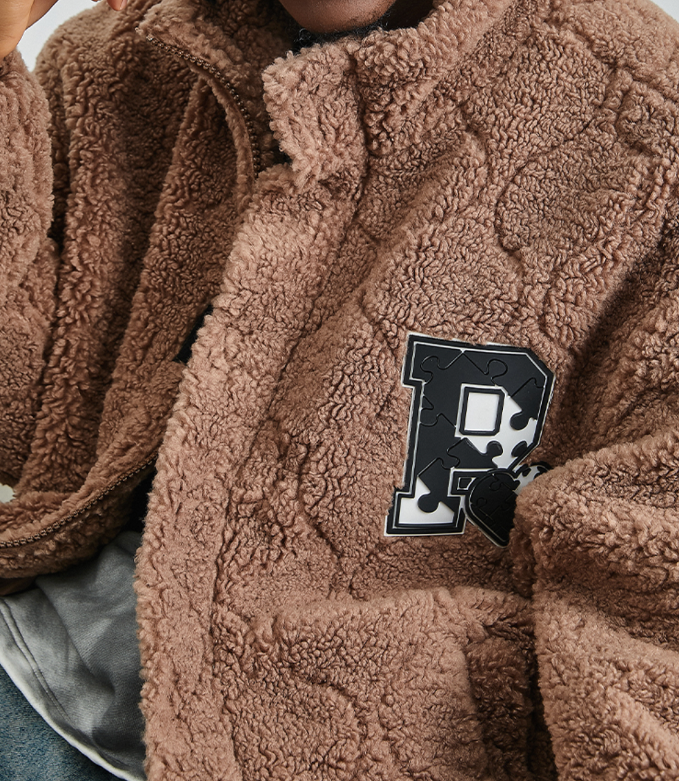 PRBLMS Rubber Label Sherpa Fleece Jacket | Face 3 Face