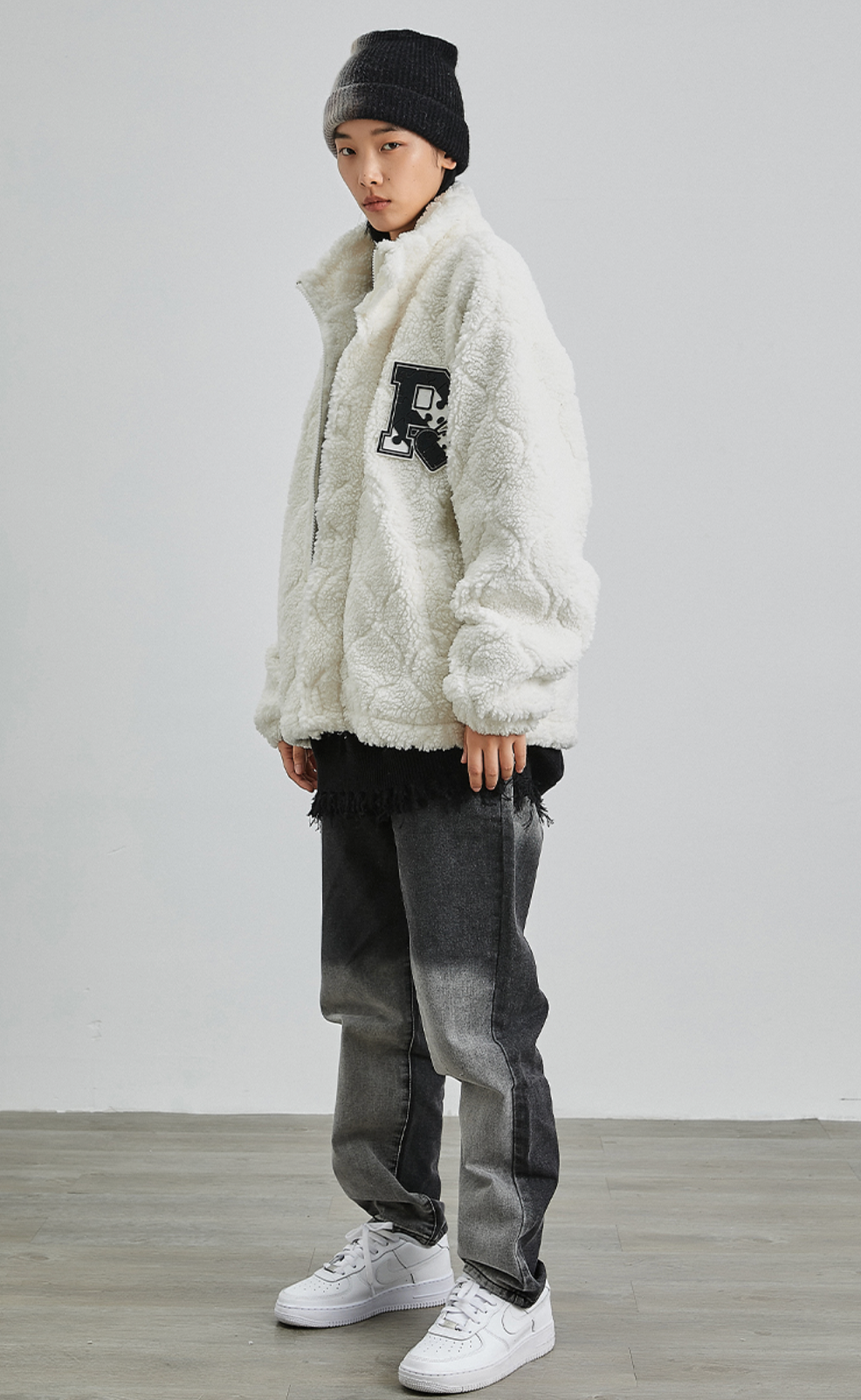 PRBLMS Rubber Label Sherpa Fleece Jacket | Face 3 Face