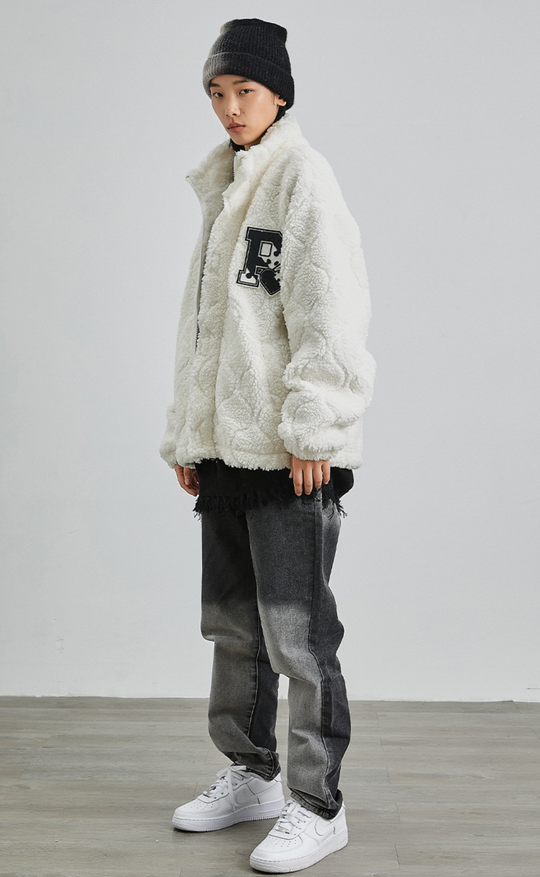 PRBLMS Rubber Label Sherpa Fleece Jacket | Face 3 Face
