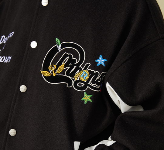 PRBLMS Graffiti Patch Embroidery Varsity Jacket | Face 3 Face