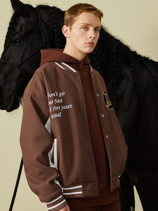 PRBLMS Graffiti Patch Embroidery Varsity Jacket | Face 3 Face