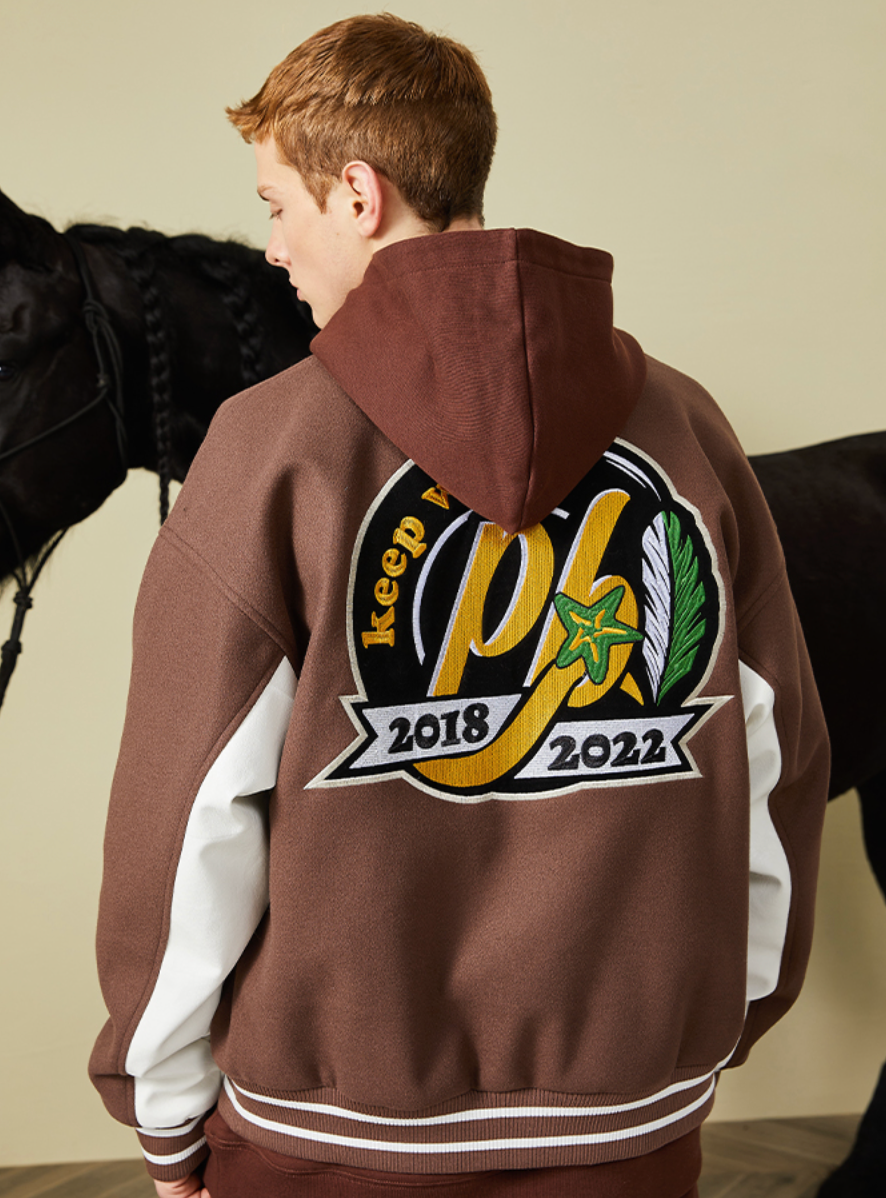 PRBLMS Graffiti Patch Embroidery Varsity Jacket | Face 3 Face