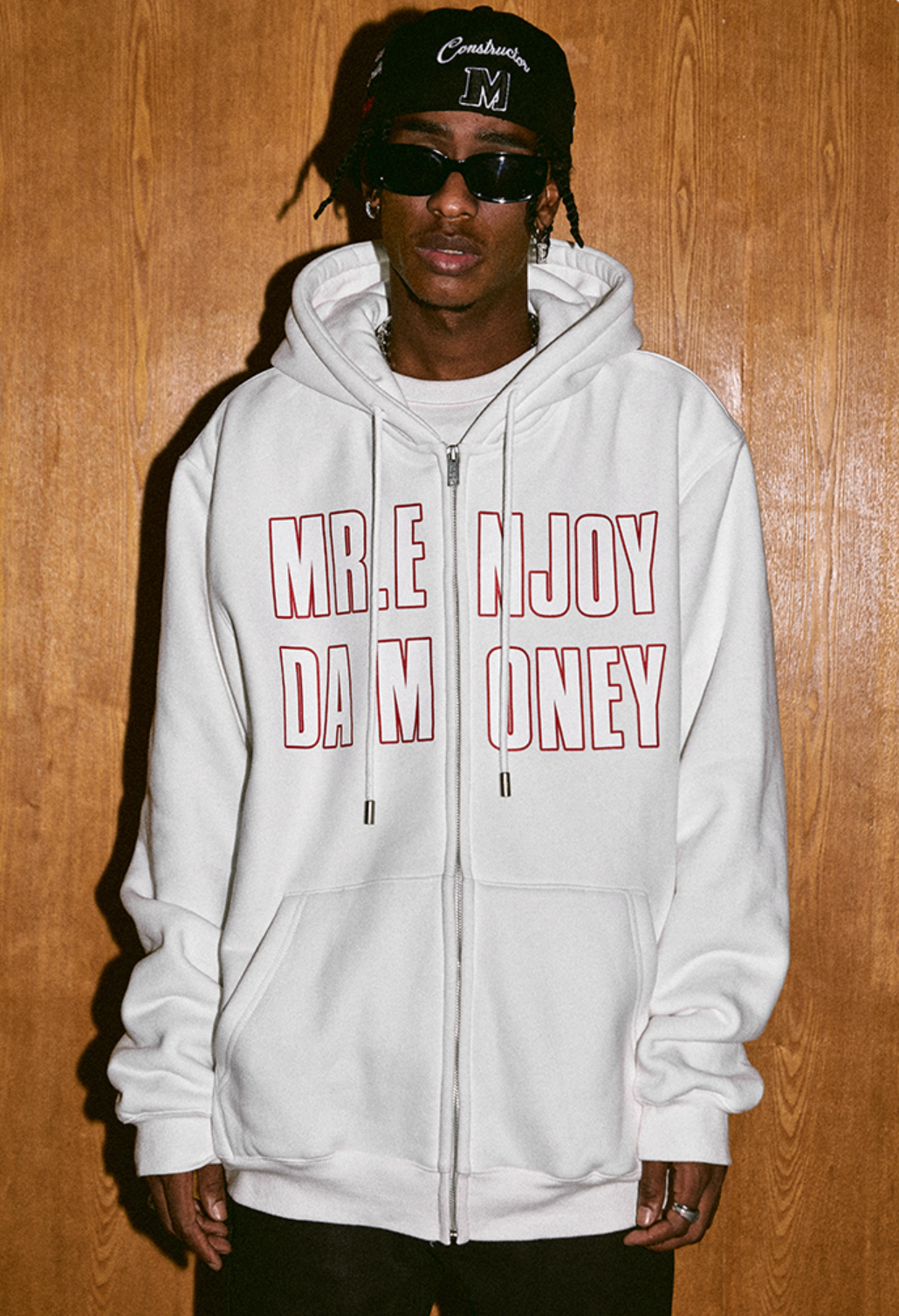 MEDM Letters Printed Logo Zipper Hoodie | Face 3 Face