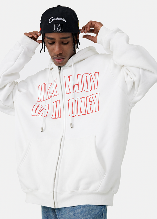 MEDM Letters Printed Logo Zipper Hoodie | Face 3 Face