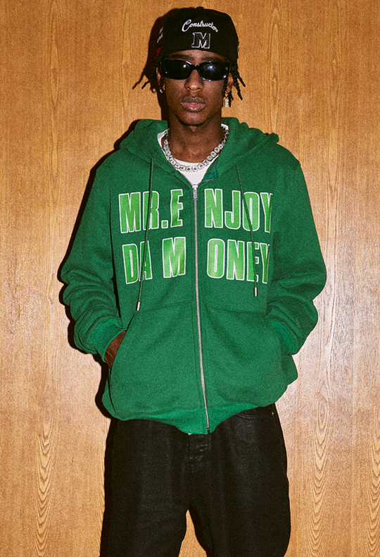 MEDM Letters Printed Logo Zipper Hoodie | Face 3 Face