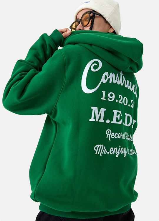 MEDM Letters Printed Logo Zipper Hoodie | Face 3 Face