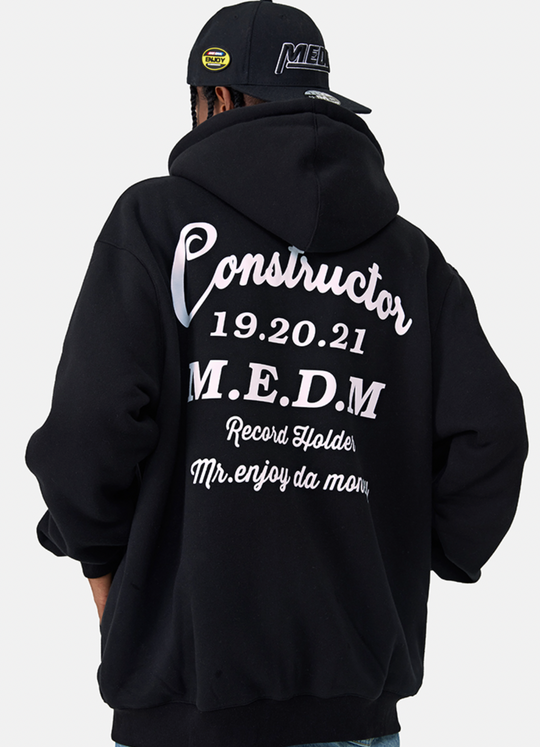 MEDM Letters Printed Logo Zipper Hoodie | Face 3 Face