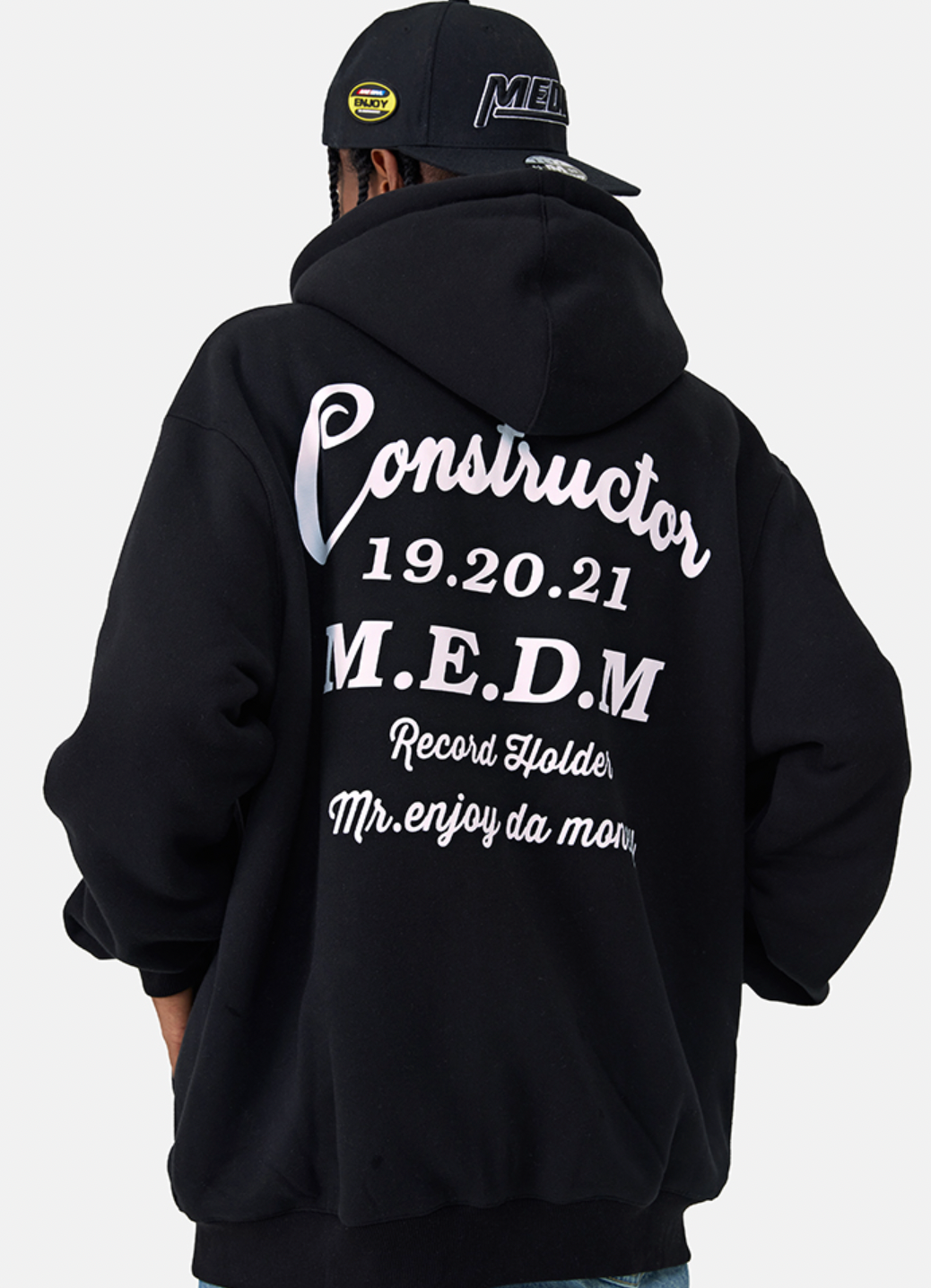 MEDM Letters Printed Logo Zipper Hoodie
