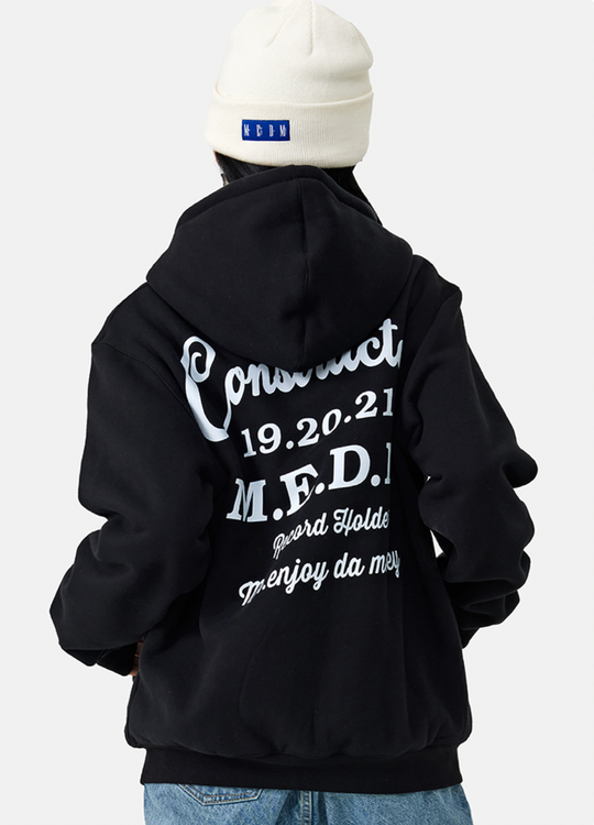 MEDM Letters Printed Logo Zipper Hoodie | Face 3 Face