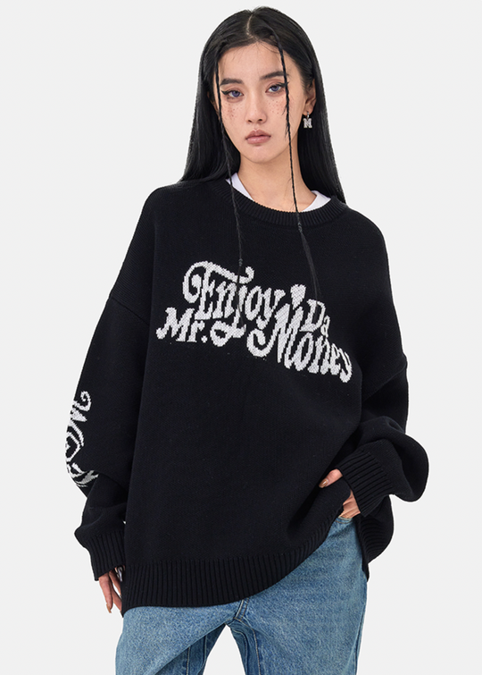 MEDM Flower Font Logo Knit Sweater | Face 3 Face