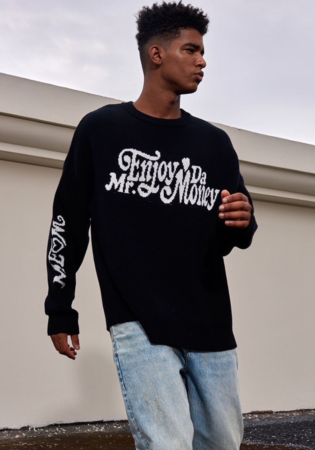 MEDM Flower Font Logo Knit Sweater | Face 3 Face
