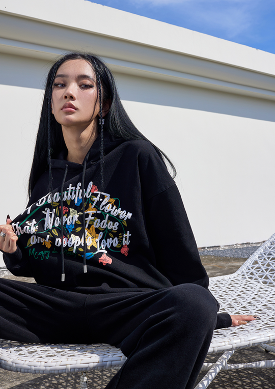 MEDM Letters Printed Flower Hoodie | Face 3 Face