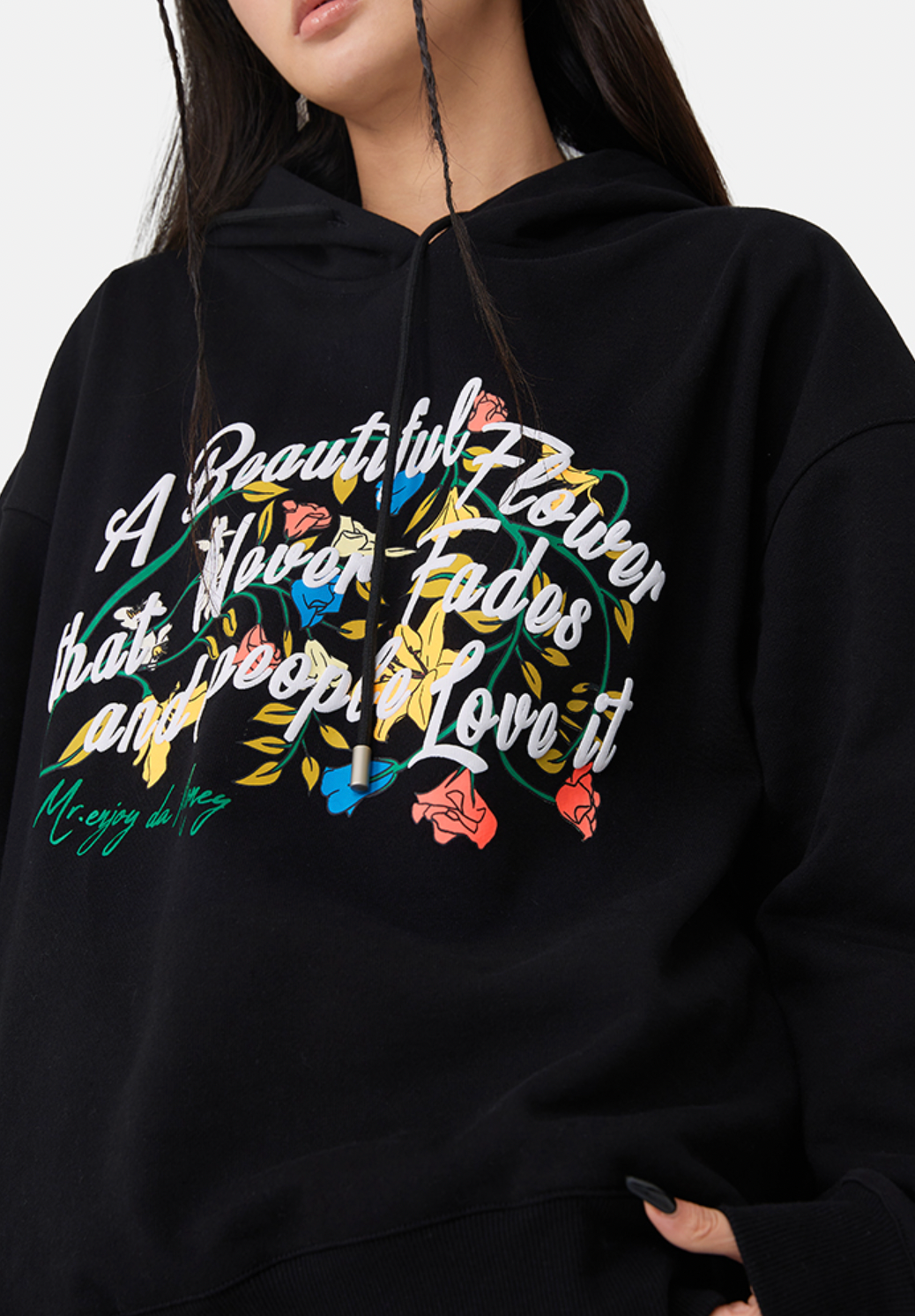 MEDM Letters Printed Flower Hoodie | Face 3 Face