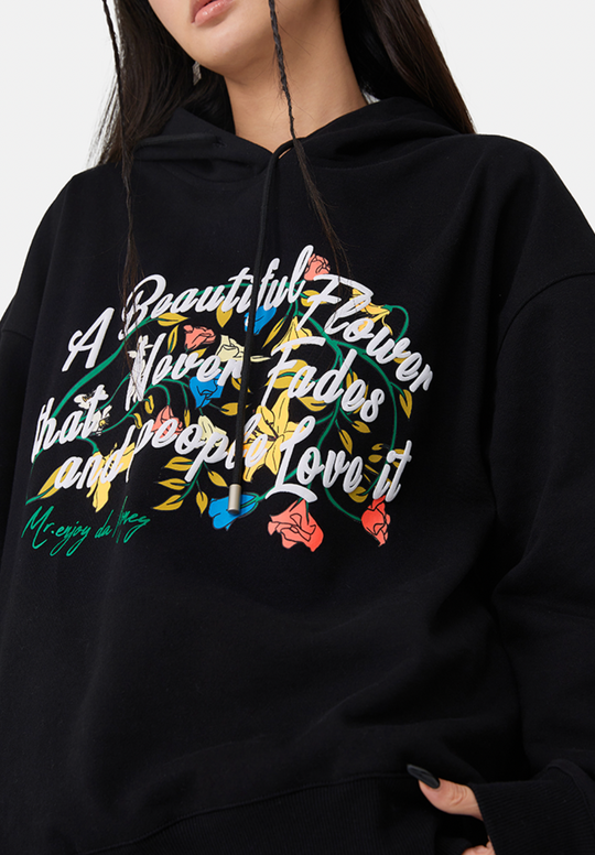 MEDM Letters Printed Flower Hoodie | Face 3 Face