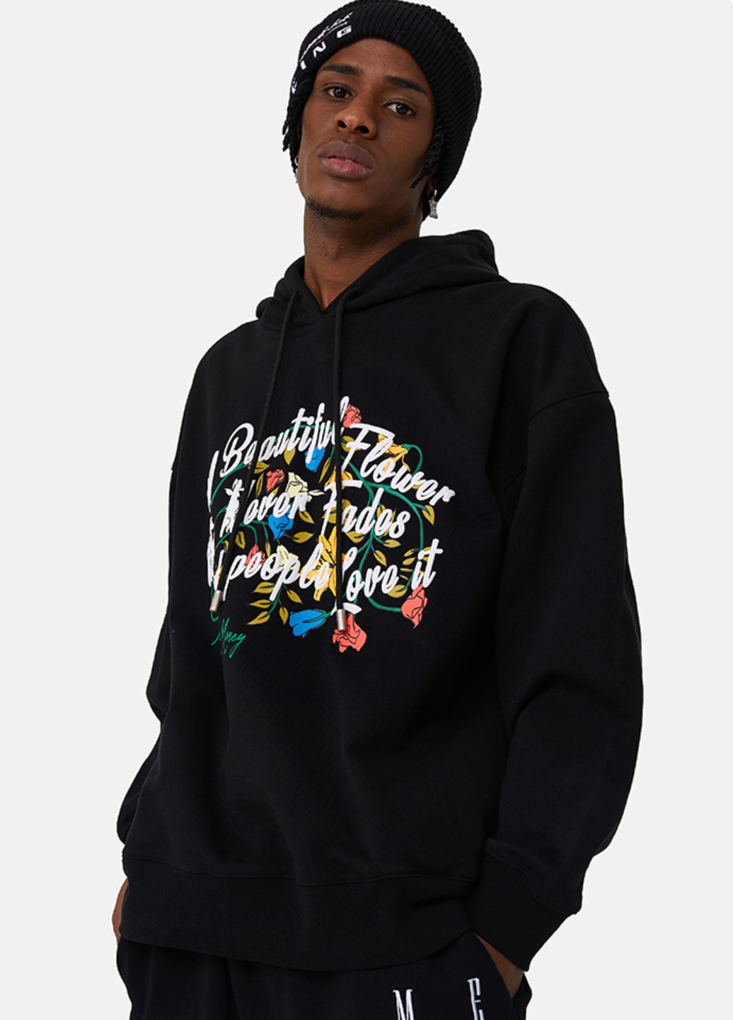 MEDM Letters Printed Flower Hoodie | Face 3 Face