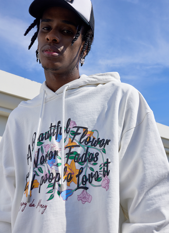 MEDM Letters Printed Flower Hoodie | Face 3 Face
