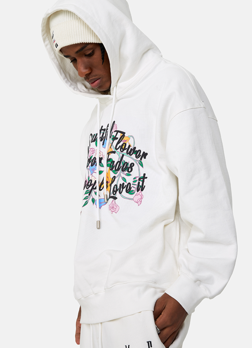 MEDM Letters Printed Flower Hoodie | Face 3 Face