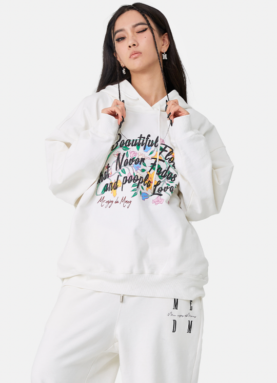 MEDM Letters Printed Flower Hoodie | Face 3 Face