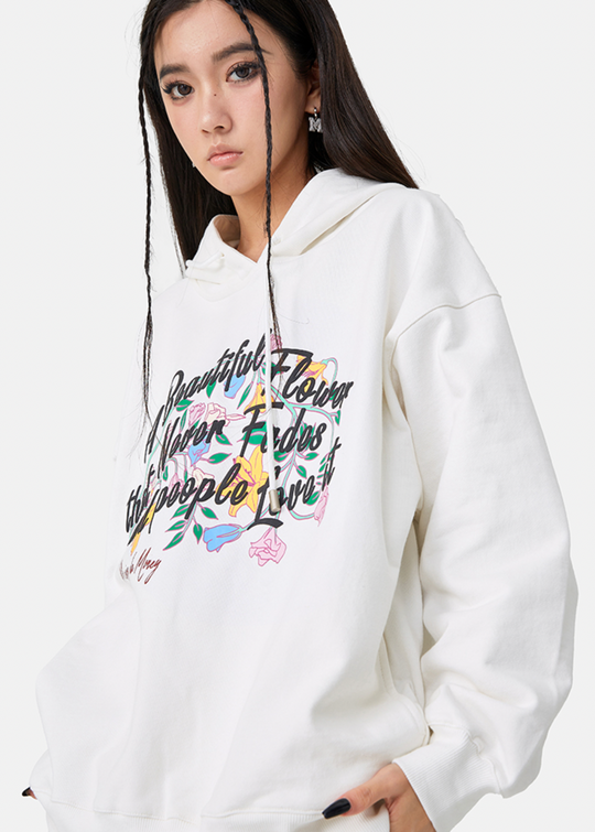 MEDM Letters Printed Flower Hoodie | Face 3 Face
