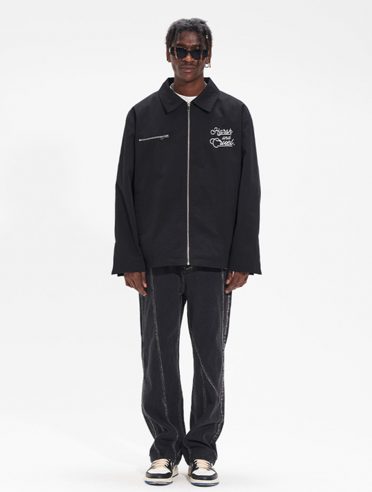 Harsh and Cruel Flower Body Lettering Love Embroidery Jacket | Face 3 Face