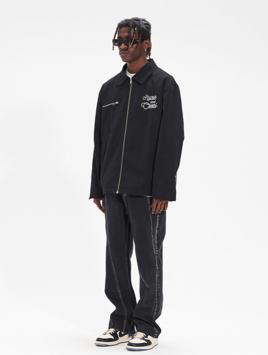 Harsh and Cruel Flower Body Lettering Love Embroidery Jacket | Face 3 Face