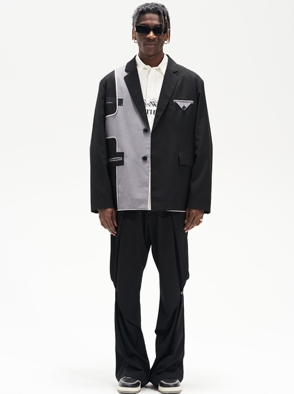 Harsh and Cruel Deconstructed Reversal Stitching Contrast Suit Jacket | Face 3 Face