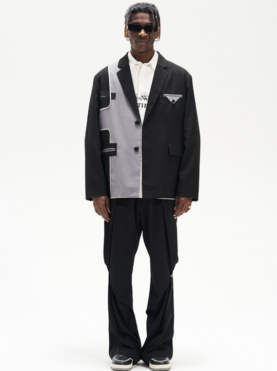 Harsh and Cruel Deconstructed Reversal Stitching Contrast Suit Jacket | Face 3 Face