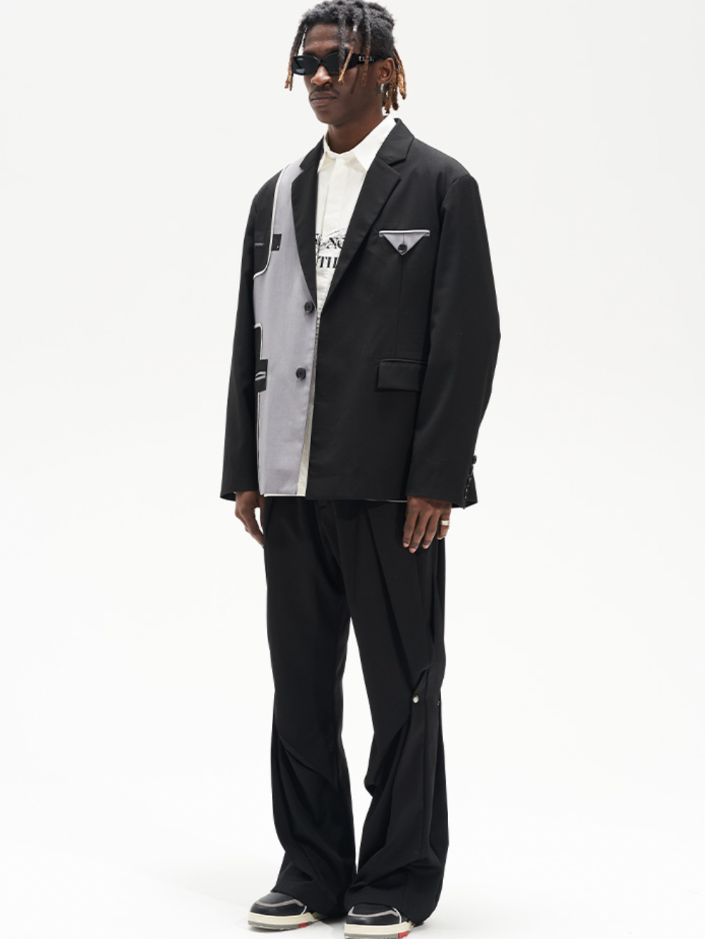 Harsh and Cruel Deconstructed Reversal Stitching Contrast Suit Jacket | Face 3 Face