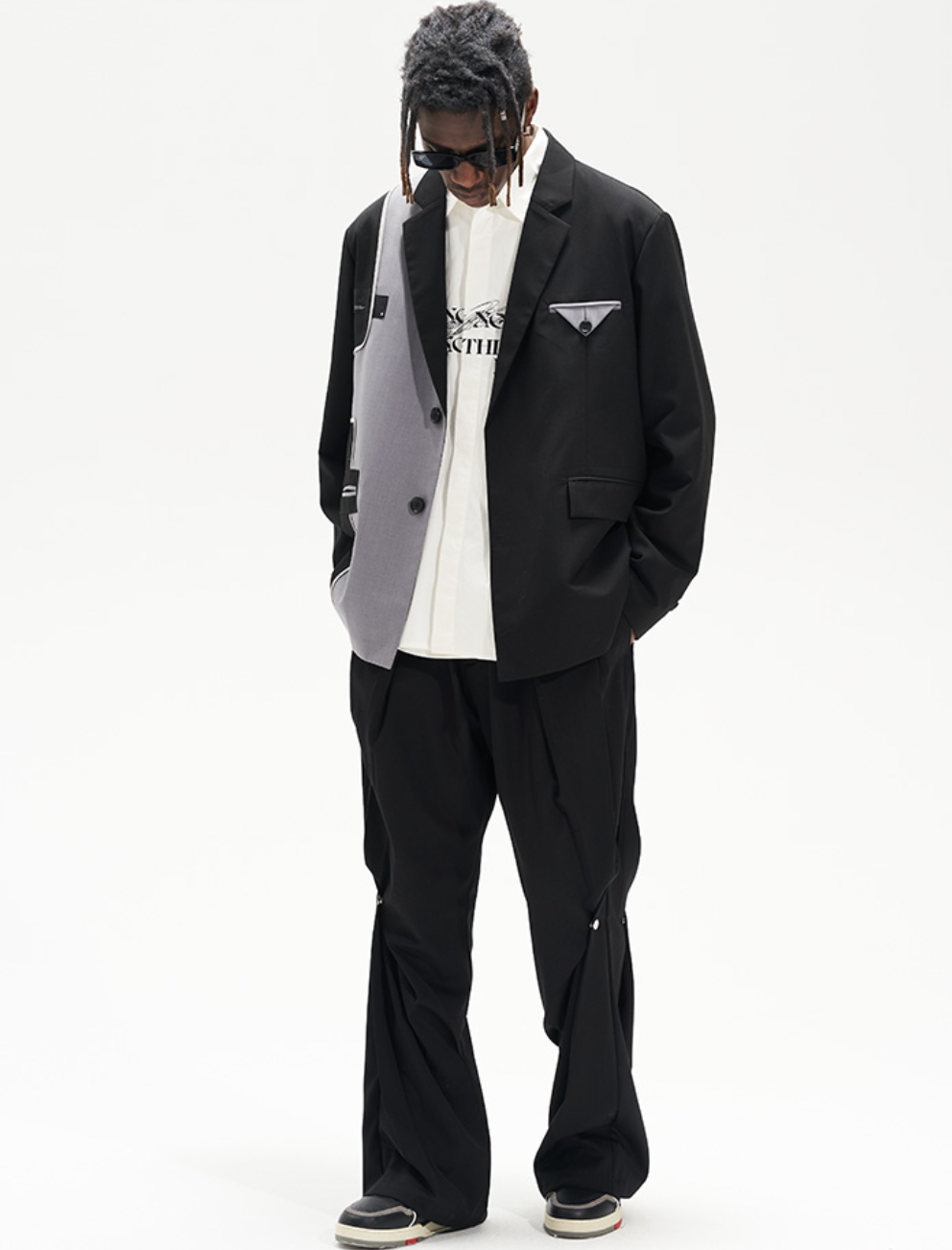 Harsh and Cruel Deconstructed Reversal Stitching Contrast Suit Jacket | Face 3 Face