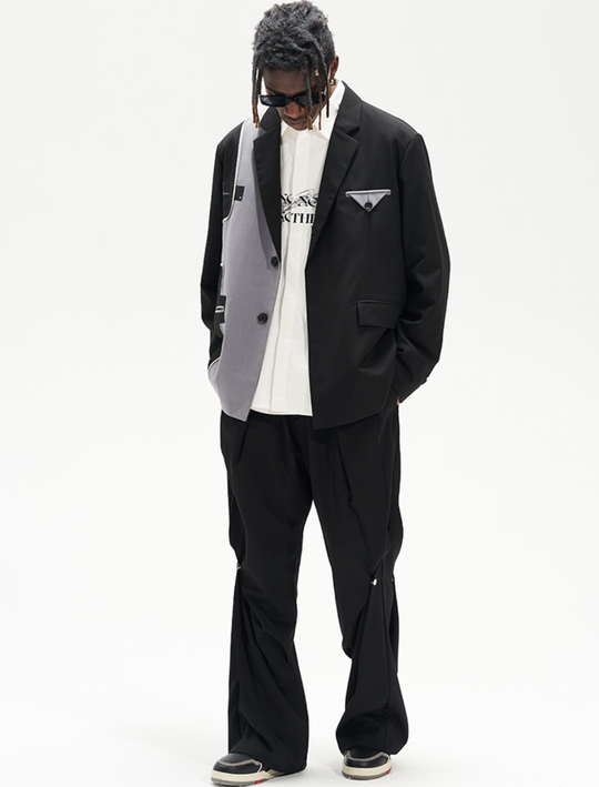 Harsh and Cruel Deconstructed Reversal Stitching Contrast Suit Jacket | Face 3 Face