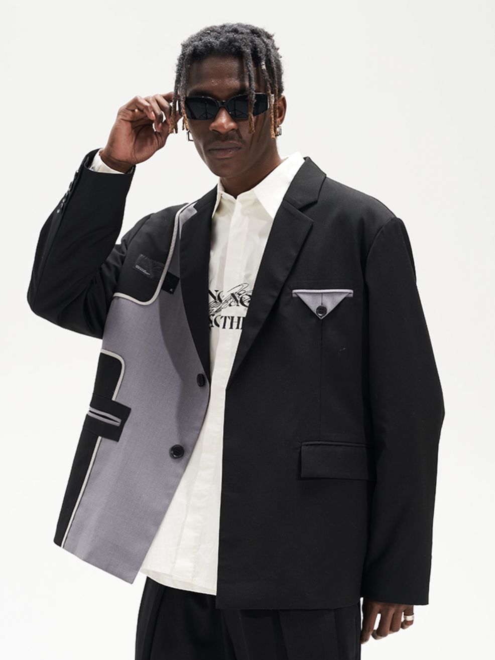 Harsh and Cruel Deconstructed Reversal Stitching Contrast Suit Jacket | Face 3 Face