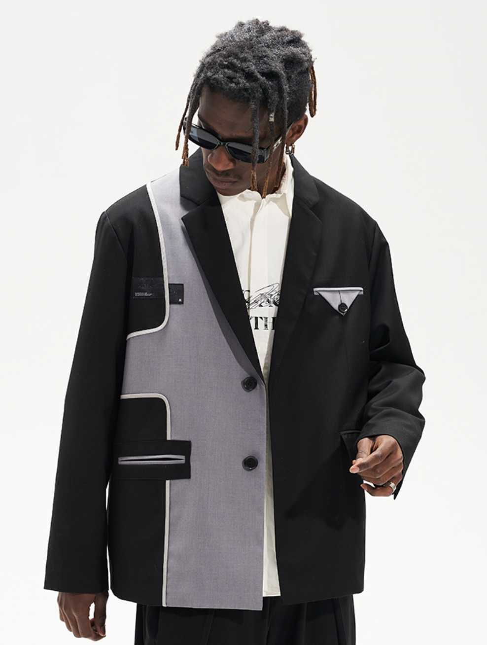 Harsh and Cruel Deconstructed Reversal Stitching Contrast Suit Jacket | Face 3 Face