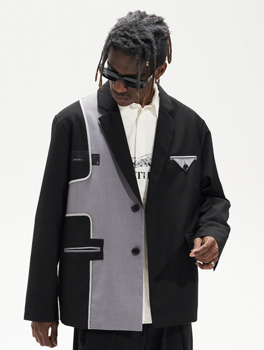 Harsh and Cruel Deconstructed Reversal Stitching Contrast Suit Jacket | Face 3 Face