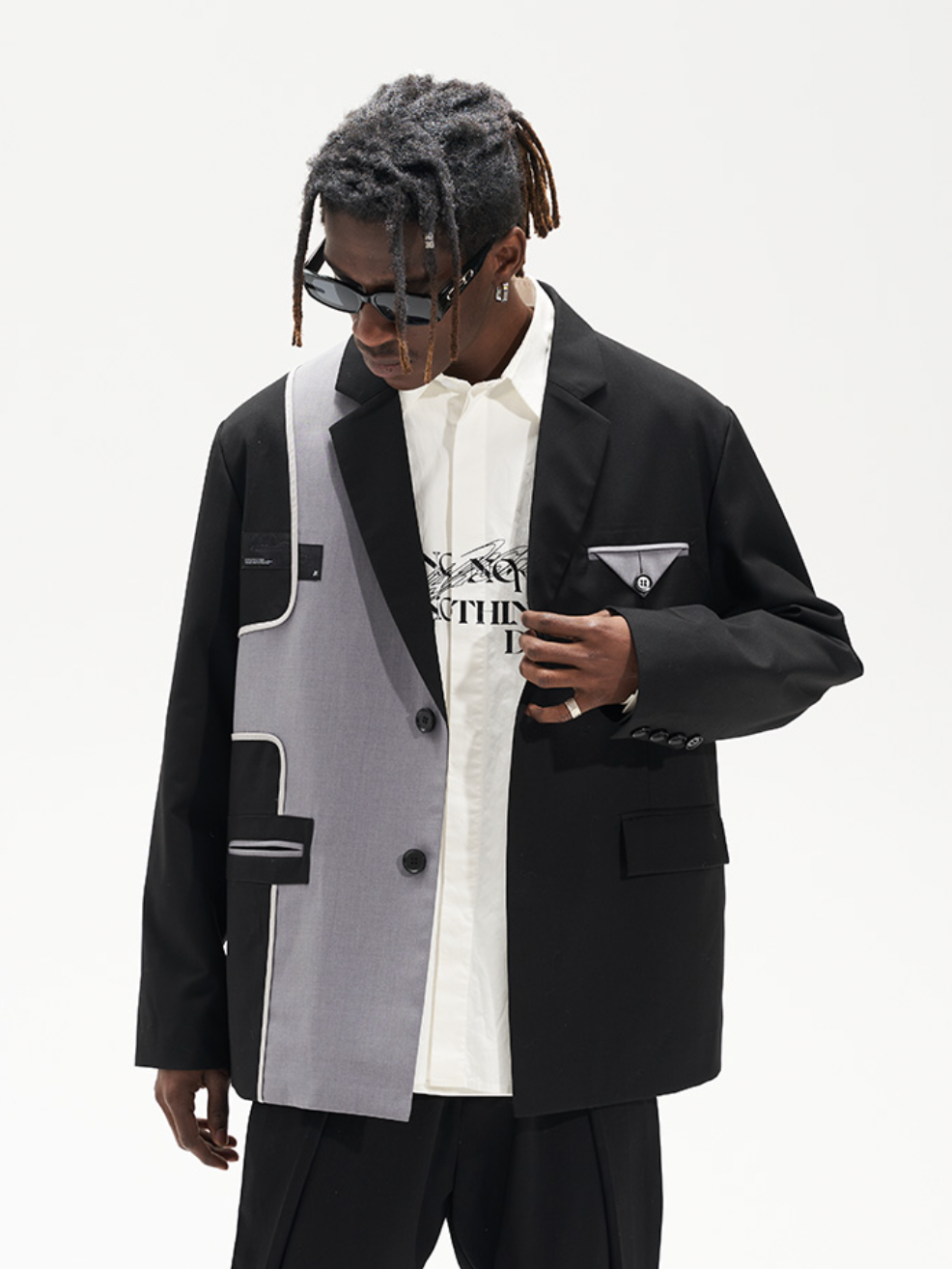 Harsh and Cruel Deconstructed Reversal Stitching Contrast Suit Jacket | Face 3 Face