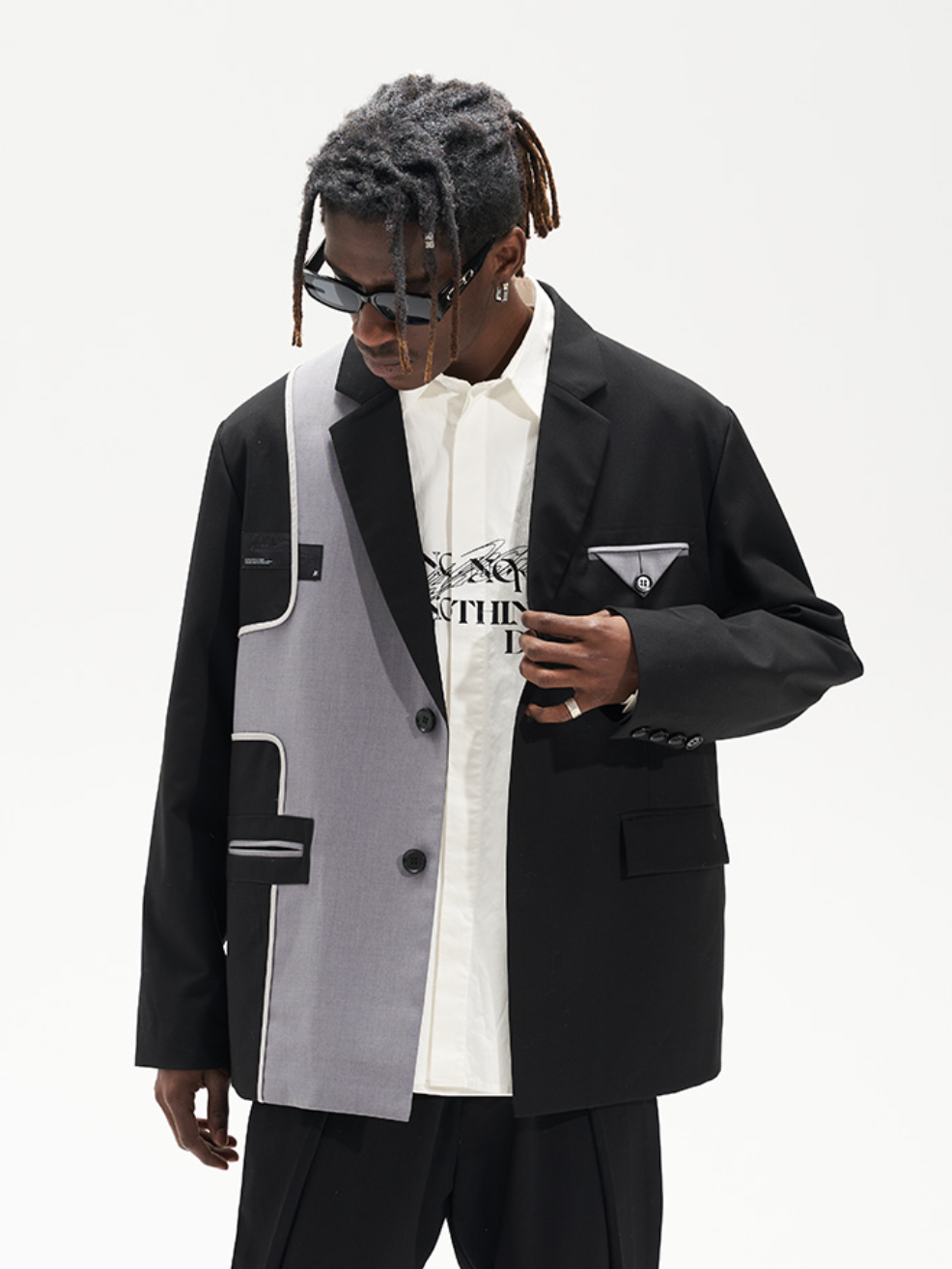 Harsh and Cruel Deconstructed Reversal Stitching Contrast Suit Jacket