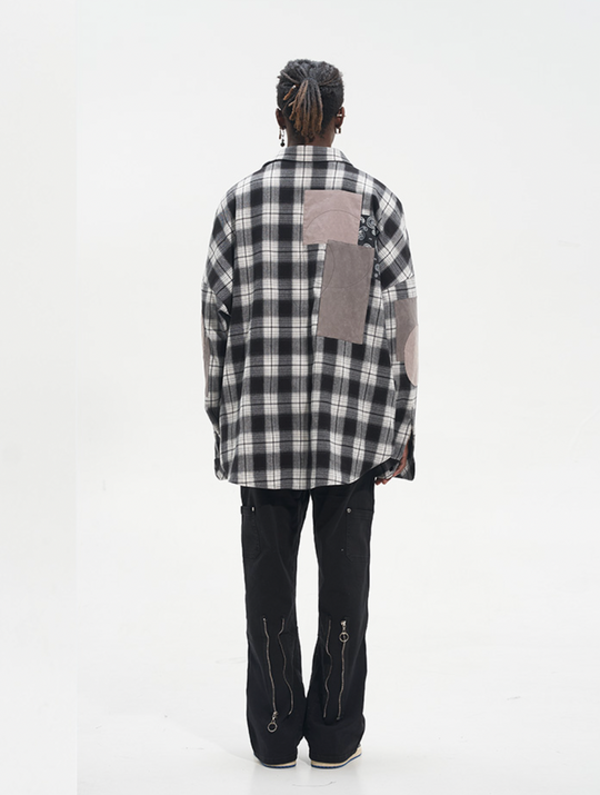 Harsh and Cruel Patchwork Plaid Long Sleeve Shirt