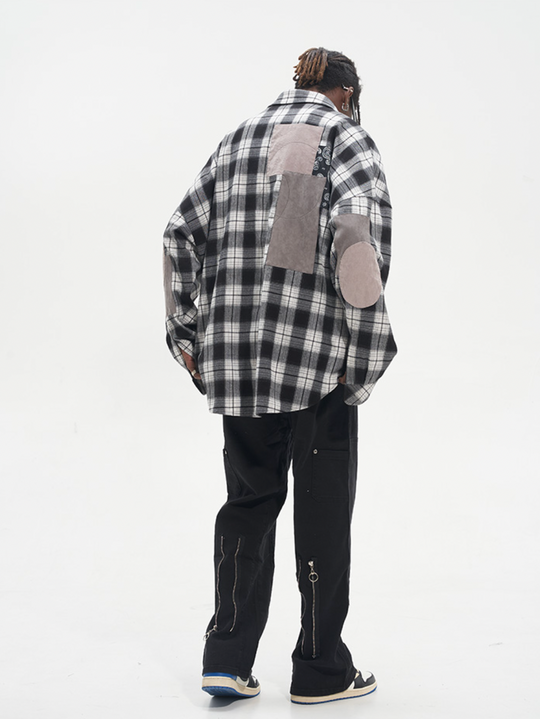 Harsh and Cruel Patchwork Plaid Long Sleeve Shirt