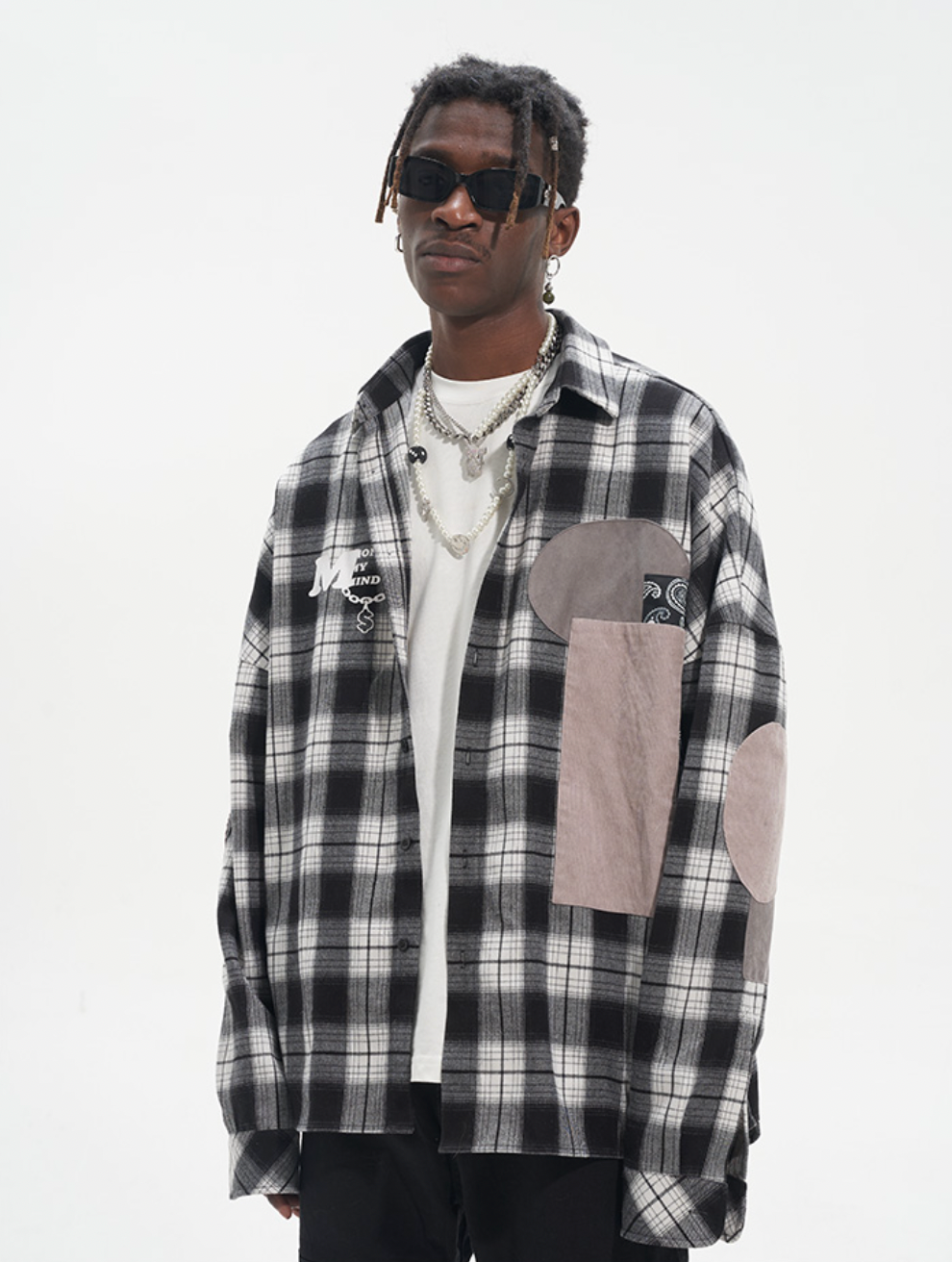 Harsh and Cruel Patchwork Plaid Long Sleeve Shirt