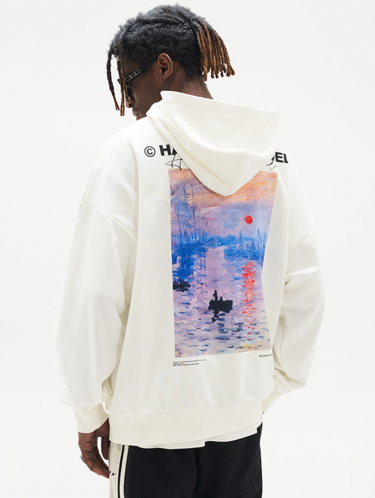Harsh and Cruel Monet Sunset Oil Painting Hoodie