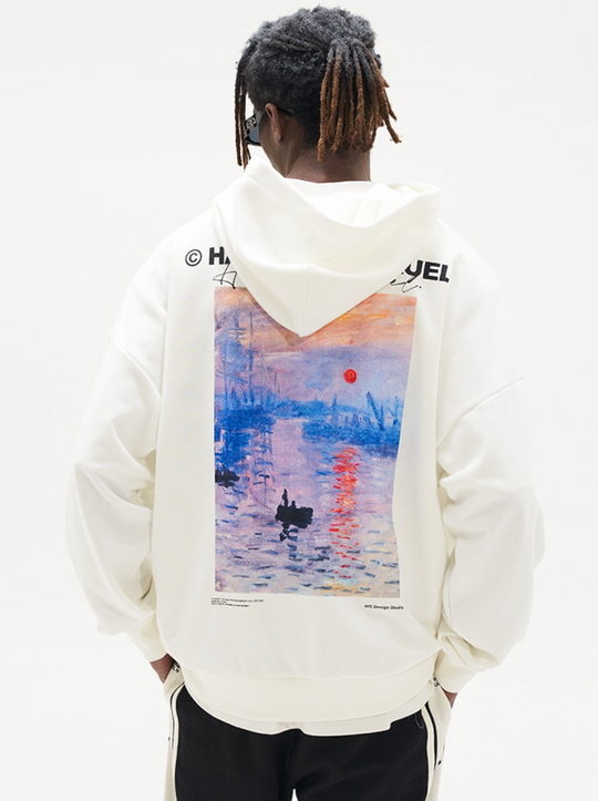 Harsh and Cruel Monet Sunset Oil Painting Hoodie