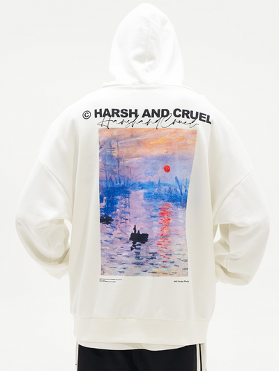 Harsh and Cruel Monet Sunset Oil Painting Hoodie