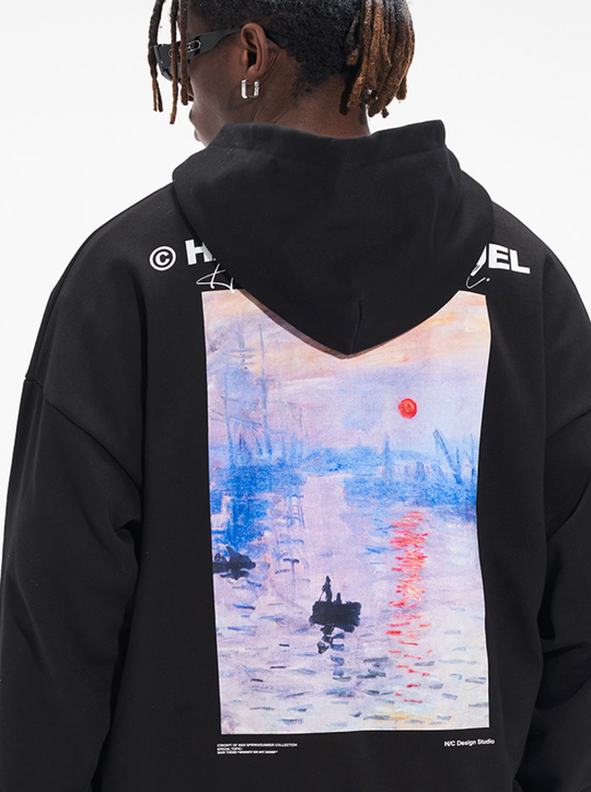 Harsh and Cruel Monet Sunset Oil Painting Hoodie