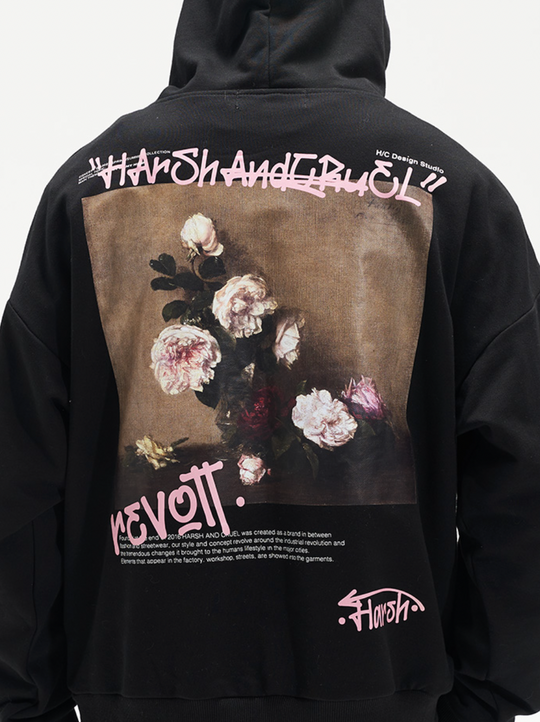 Harsh and Cruel Graffiti Floral Oil Painting Hoodie