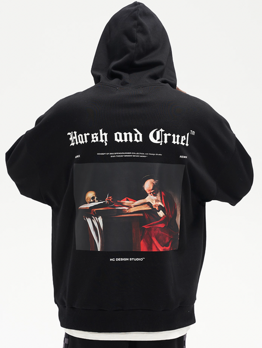 Harsh and Cruel Skull Oil Painting Hoodie