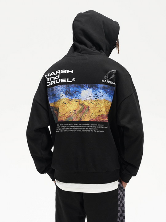 Harsh and Cruel Van Ghog Field Oil Painting Hoodie