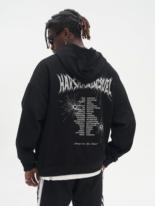 Harsh and Cruel Bullet Hole Printed Hoodie