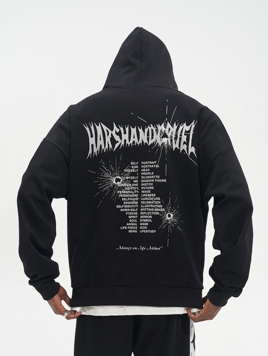 Harsh and Cruel Bullet Hole Printed Hoodie