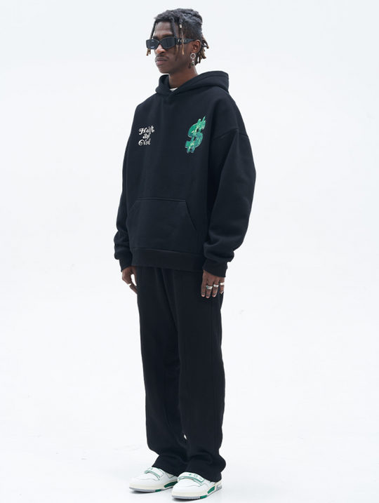 Harsh and Cruel Typography Hand Painted Dollar Print Hoodie